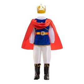 Lito Angels 6 Piece Prince Charming Royal King Fancy Dress Up Costume Pretend Play with Crown for Kids Boys Age 4-5 Years