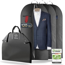FiRiO® 8 x Sturdy Garment Covers - Premium Garment Bags Mothproof, Breathable & Waterproof - High-Quality Clothes Protective Covers for Suit & Shirt - Transparent Garment Bag - 120 x 60 cm, black,