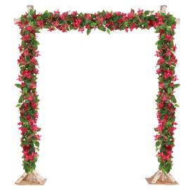 IPOPU 5.9 Ft 2PCS Bougainvillea Garland Artificial Flowers Faux Bougainvillea Silk Vine Flowers Artificial Hanging Flowers for Wedding Arch Wall Centerpieces Table Decorations (Rose Red)