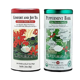 The Republic of Tea Winter Holiday Variety 2-Pack: Peppermint Bark and Comfort and Joy