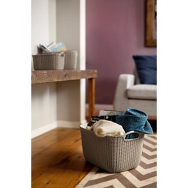 CURVER 226167 Knitting Plastic Rectangular Storage Basket Brown 29 cm x 21.7 x 17.2 cm 8 L