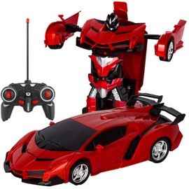 Remote Control Car Rc Cars Robot Toys 2 in 1 Design Transform Robot Toys for Kids with One-Button Deformation Christmas Birthday Gift (red)