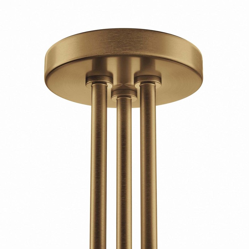 Modway Stellar 3-Light Semi-Flush Ceiling Light in Opal Satin Brass,Brown