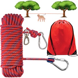 Dog Tie Out Cable, 360° Tangle Free Trolley System for Yard and Camping, Supports up to 180 kg (Red, 50FT)