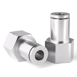 TAILONZ PNEUMATIC 304 Stainless Steel Female Straight 1/4 Inch Tube OD x 1/8 Inch NPT Thread Push to Connect Fittings PCF-1/4-N1 (Pack of 2)