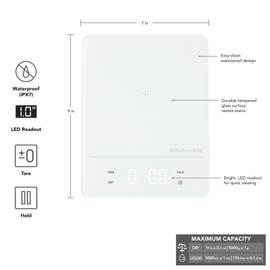 KitchenAid Digital Kitchen Food Scale, 11 pound, White