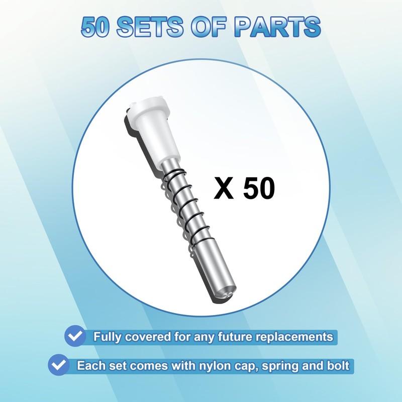 50 Pack Window Screen Plunger Latches with Caps, 5/32" X
