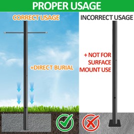 ZUIWAN 7FT Outdoor Lamp Post with Metal Cross Arm, Direct Burial Installation, 3" Fixture Compatible, Weatherproof for Driveway/Garden Lighting