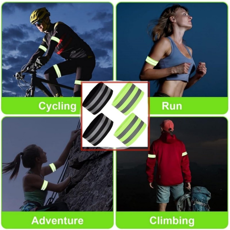 LiJuanWang Reflective Bands, Pack of 4 Bicycle Trouser Clips, Elastic