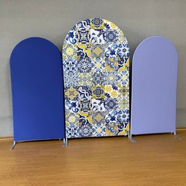 Morocco Mediterranean Arch Backdrop Cover Baby Shower Background Customize Blue Arch Chiara Party Girl Birthday Wedding Decoration 100x200cm