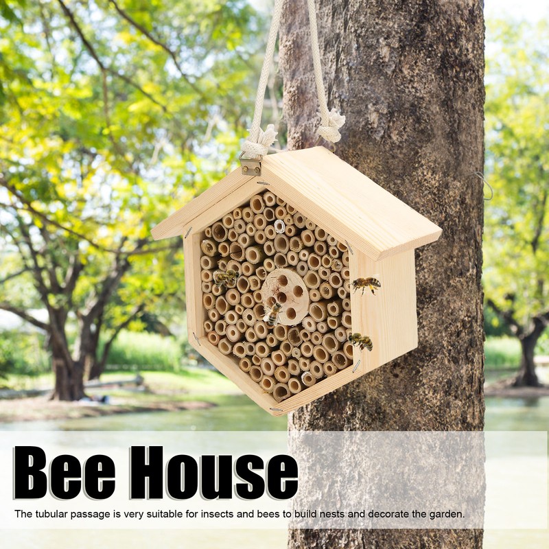 Wooden Bee House Decorative Hanging Insect House Insect Hotel for