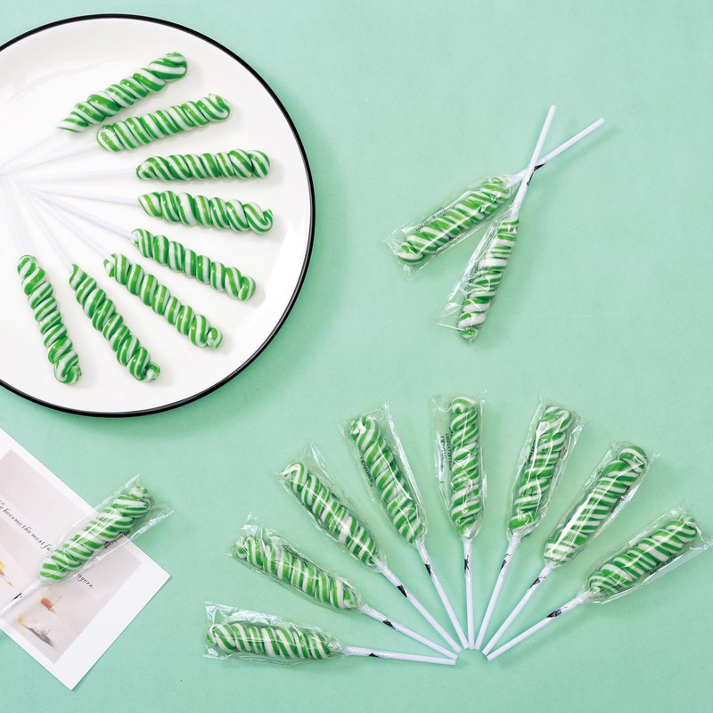 Green Twist Lollipops Individually Wrapped Bulk, St. Patrick's Twisty Lollipop,