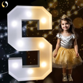 Pooqla 3FT Marquee Light Up Letters, Cool White and Warm White LED Letters Big Mosaic Marquee Letters 3 Feet, Giant Letter Sign for Balloons Birthday Anniversary Wedding Party Decoration, Letter S
