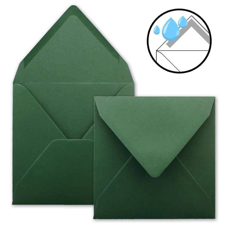 FarbenFroh Series Square Envelopes in Moss Green 15.5 x 15.5