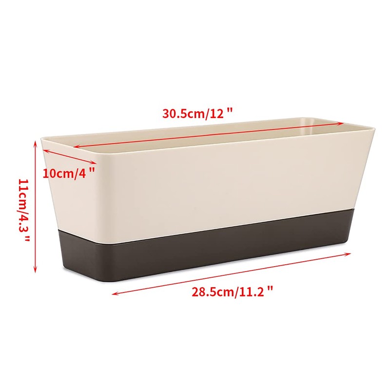 Skelang 3 Pack Rectangle Rectangle Plastic Gardener Outdoor Balcony Flower