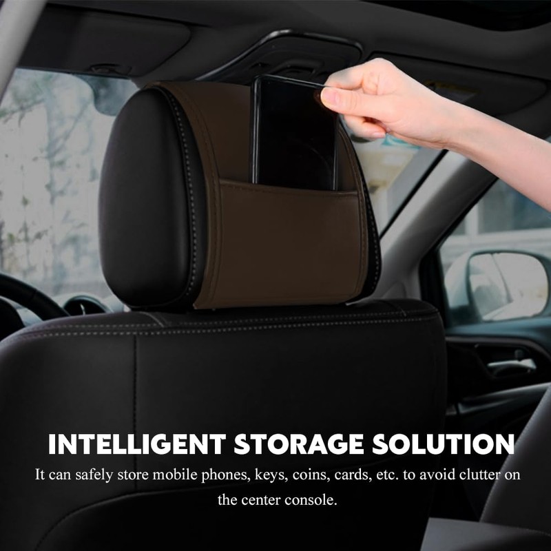 2PCS Headrest Covers for Cars with Pocket, Car Headrest Protector,