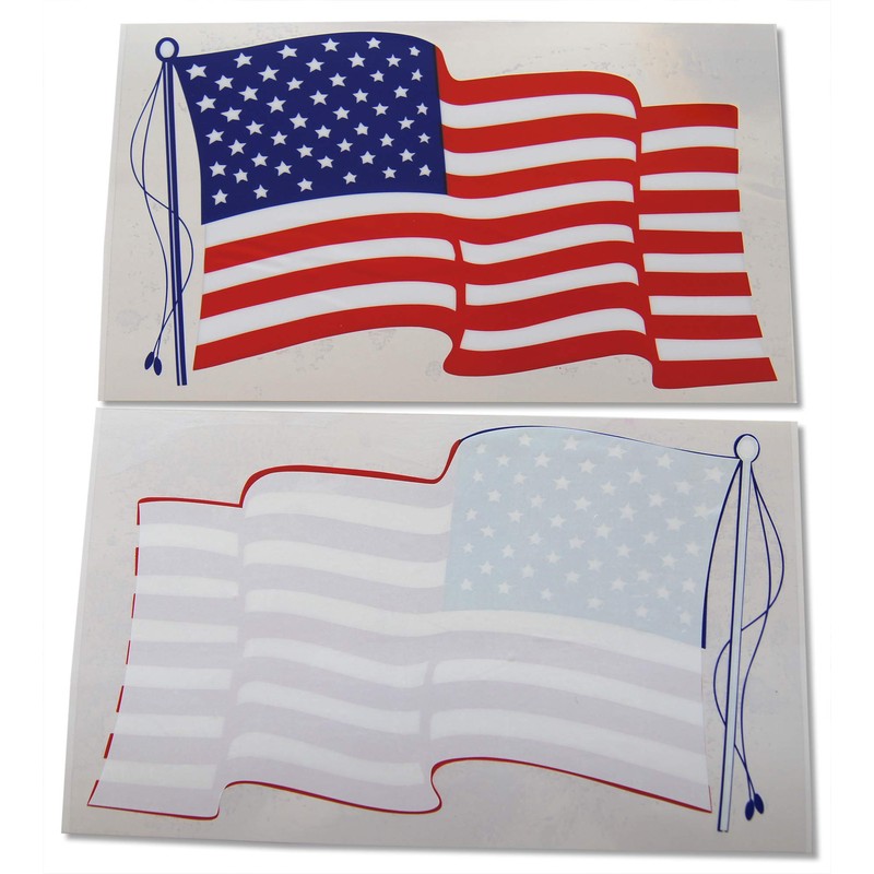 Large American Flag Patriotic Military Static Cling Window Set Includes