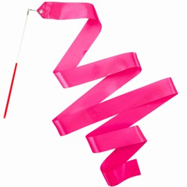 HiUnicorn 12PCS Hot Pink Girls Dance Ribbons Party Favors for Rhythmic Gymnastics Ballerina Birthday Party Streamers Decoration, Kids Circus Carnival Ribbon Silks Sticks Wands