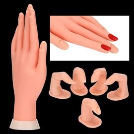 Multibao Flexible Movable Soft Plastic Hand for Fake Nail Art Starter Training, Nail Hand Practice Model False Tool plus 5 Finger Model For Acrylic, Gel & Nail Art