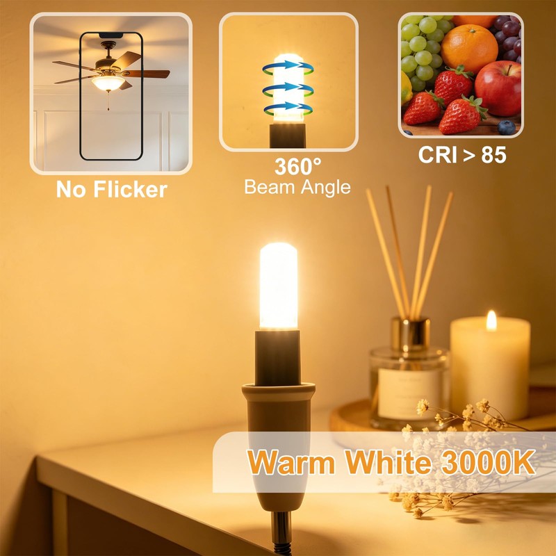 E12 LED Bulb 6W Equivalent to 60W Incandescent Candelabra Bulbs