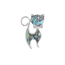 Fashion Temperament Natural Abalone Shell Cat Brooch for Women Corsage Jewelry