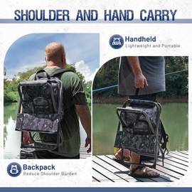 X Strike Backpack Fishing Chair with Cooler Bag and Backrest, Folding Camping Stool for Adults up to 350 lbs, Portable Lightweight for Hunting, Hiking, Outdoors