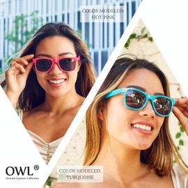 OWL Retro 80's Unisex Vintage Sunglasses Colored Red Floral Frame Smoke Lens UV 400 Protection