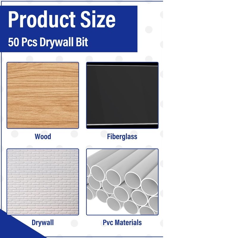 Aswalling 50 Pieces Drywall Drill Bits Pilot Point Cutting Drill