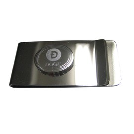 Kiola Designs Silver Toned Oval Etched Doge Coin Cryptocurrency Blockchain Money Clip