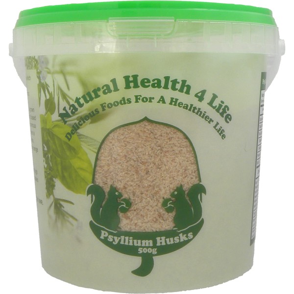 Natural Health 4 Life Psyllium Husks 500g in Storage Tub with Serving Scoop