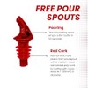 1 Dozen Clear Free-Pour Spouts with Medium Red Cork -