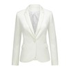 LookbookStore Women White Notched Lapel Pocket Button Work Office Blazer
