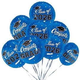 Suministros y decoraciones para fiestas de graduación de clase 2026 – 12 globos azules de 18 pulgadas para celebraciones memorables de graduación