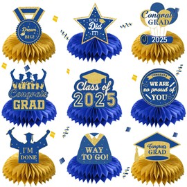 Graduation Centerpieces 2025 Blue and Gold Graduation Decorations Class of 2025, Graduation Table Decorations, Grad Centerpieces for Tables, Grad Table Decor for Graduate Party Supplies