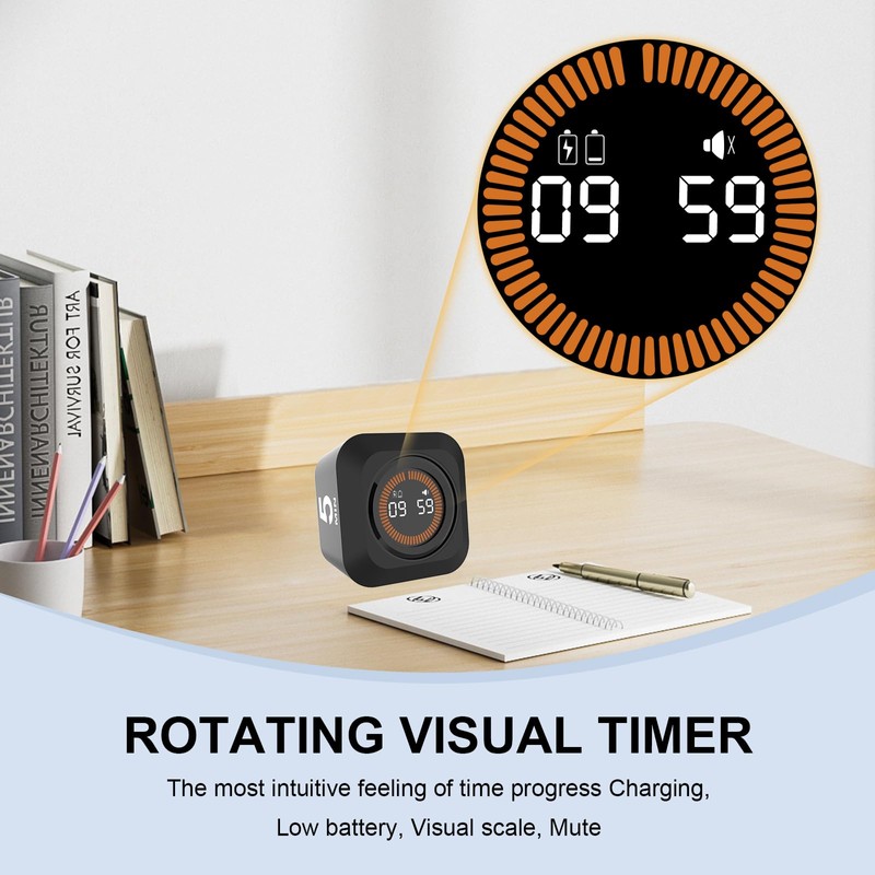 MOSTRUST Rotating Cube Pomodoro Timer 5, 25, 10, 50 Min