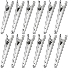 Pack of 12 Sealing Clips, Metal Clips, 11.5 cm Bag Clips, Clips for Bags, Stainless Steel for Food, Coffee, Bread, Fresh-Keeping