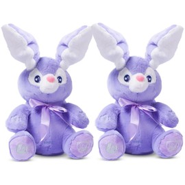Dimple Bella Stuffed Bunny Toy - Animated Interactive Baby Bunny with Peek-a-Boo Feature and Singing Songs - Perfect Baby Plush Toy Gift for Ages 0-2, Purple (Set of 2, Purple)
