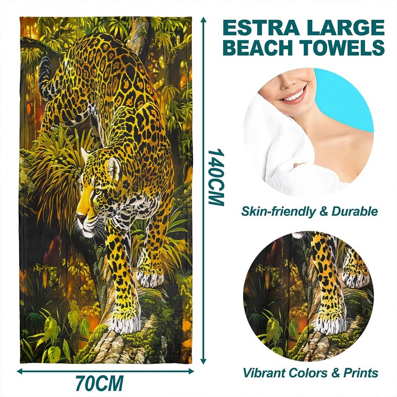 Violetpos Bath Towel Jungle Golden Cheetah 70 cm x 140