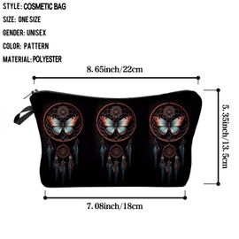 Livel lhood Butterfly Dreamcatcher Makeup Bag Dream Catcher Small Cute Organizer Bag Zipper Pouch Butterfly Dreamcatcher Print Cosmetic Bag Present for Women Friends