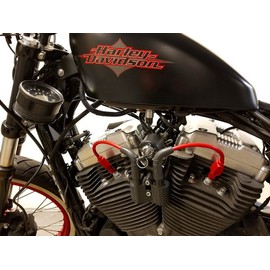 JBSporty Coil and Ignition Relocation Bracket w/Taylor Wires and Tank lift Kit Harley Davidson Sportster, Nightster, 72, 48 Iron Roadster 883 1200 (red)