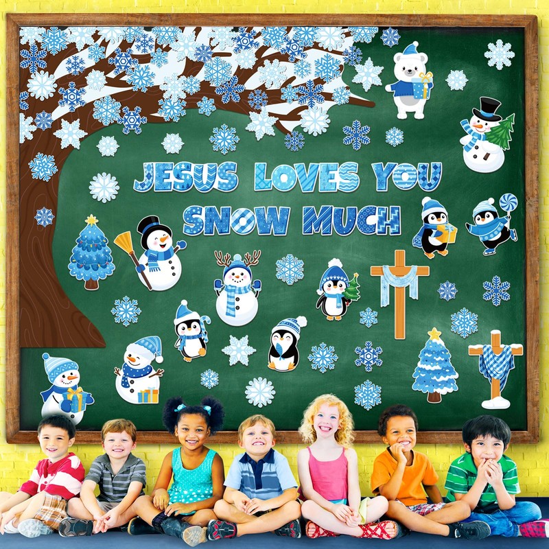Zonon 114 Pcs Winter Bulletin Board Decorations Christmas Christian Tree