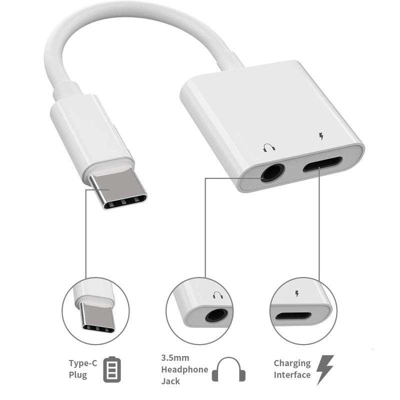 Kefiany 2IN1 USB-C to 3.5mm Headphone Jack Adapter, 30W PD