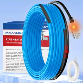 MAXKOSKO 40 Ft. 120 V Heat Tape For Pipes for Pipe Freeze Protection, Self-Regulating Heating Cable for Metal And Plastic Home Pipes, Energy-Saving Water Pipe Heat Cable Keeps Water Flowing at -40 °F