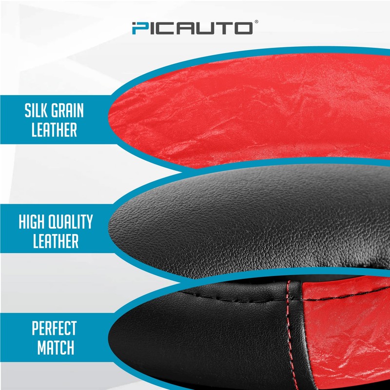 PIC AUTO Steering Wheel Cover, Silk Grain Leather Car Steering