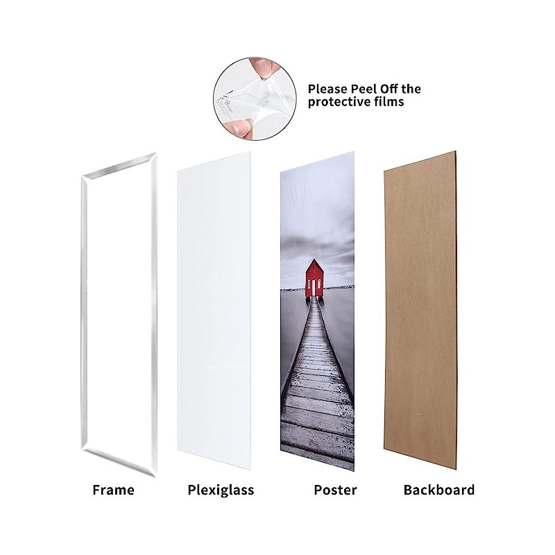 ELSKER&HOME 24x36 Poster Frame 3 Pack, Sliver Picture Frame for