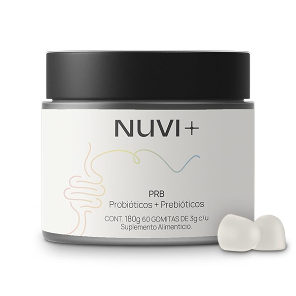 NUVI Gomitas de Prebiticos Probiticos Suplemento alimenticio 100 vegano, natural