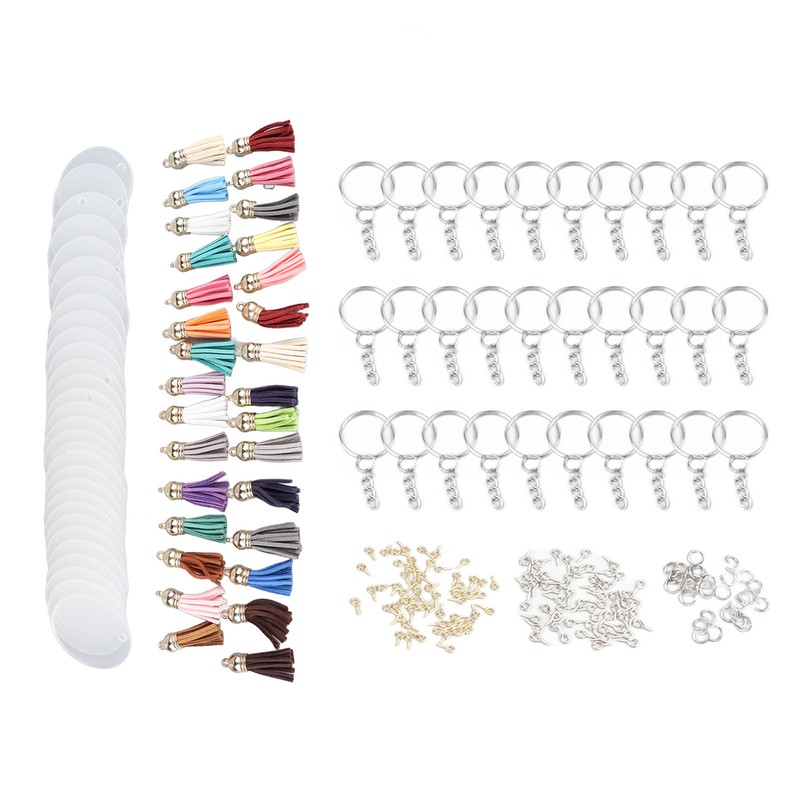 200pcs Acrylic Key Ring Kit 30 Acrylic Blank 30 Key