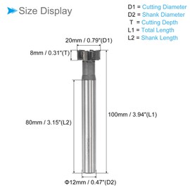 CoCud T-slot cutter, 6 cutting edges, 0.8 inch cutting diameter, 0.3 inch depth, straight alloy with high hardness tip, T-slot cutter - (applications: for copper milling)