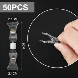 Colarr 50 Pcs Double Sided Sign Clips Sign Display Mini Clip Clear Rotatable Merchandise Clip on Sign Holder Plastic Price Tag Clip Sign Holder Stand for Label Clothing Business Cards Retail Baskets