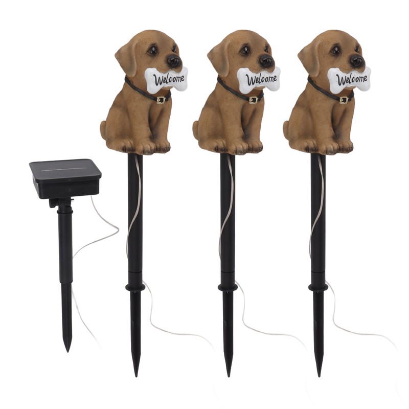 LED Solar Garden Light Puppy Dog Statue Welcome Lamp Solar